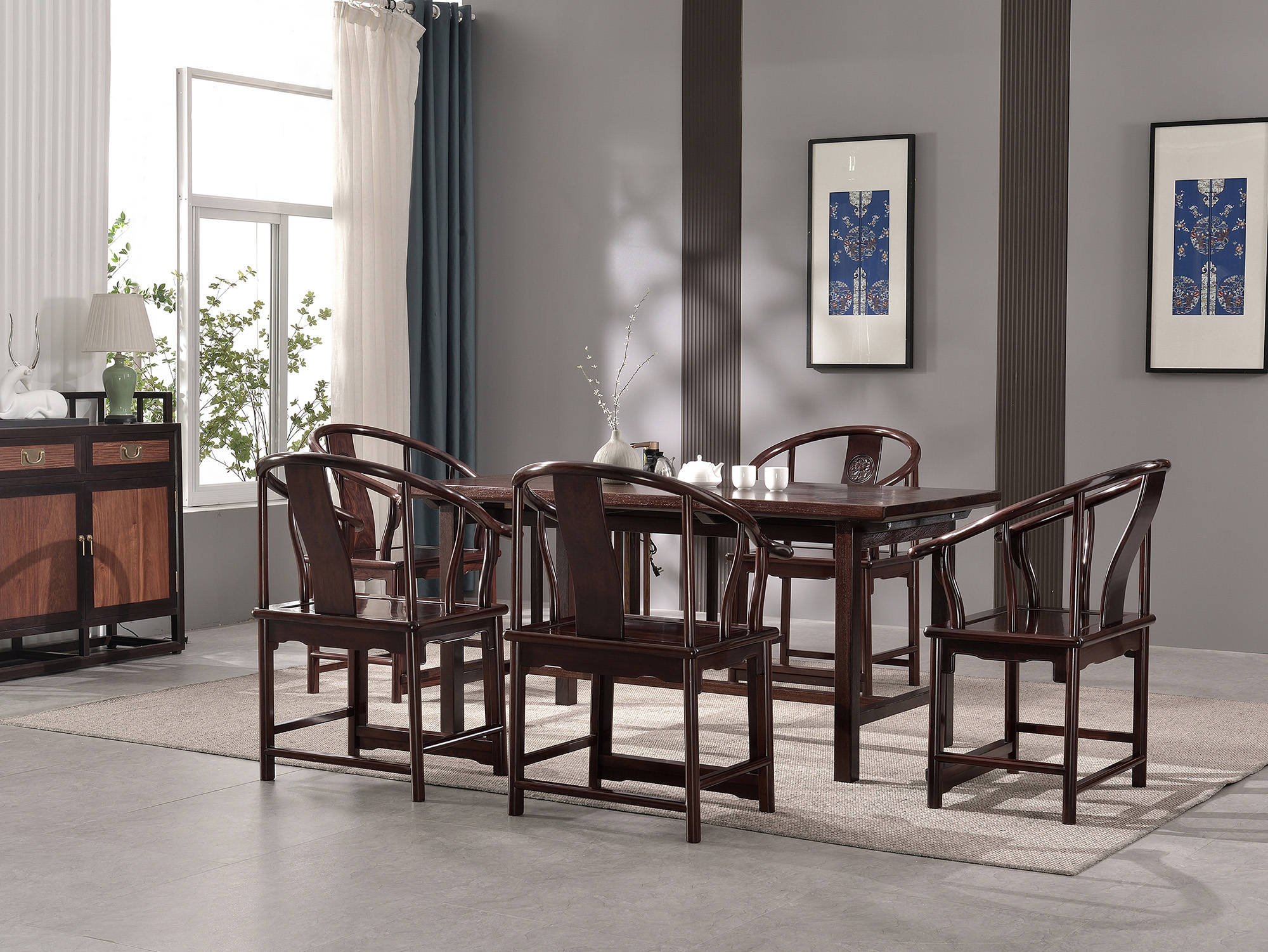 明清古典与新中式设计餐桌厂家直销与客厅餐